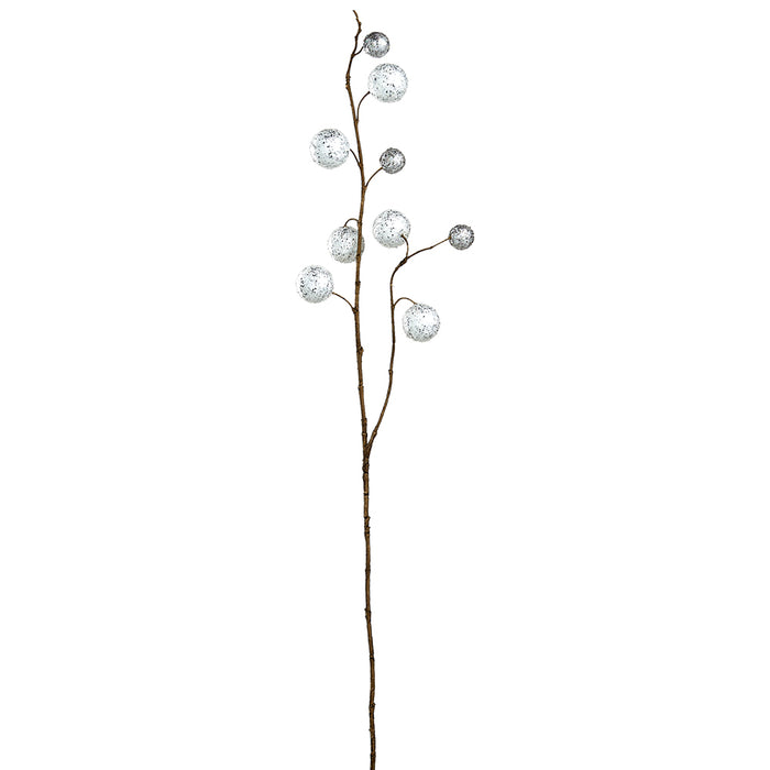 36" Glittered Artificial Ornamental Ball Stem -White (Pack of 12) - XAS681-WH