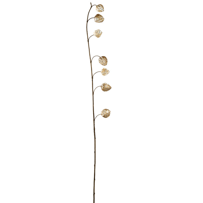 41" Glittered Artificial Chinese Lantern Flower Stem -Gold (pack of 12) - XAS682-GO