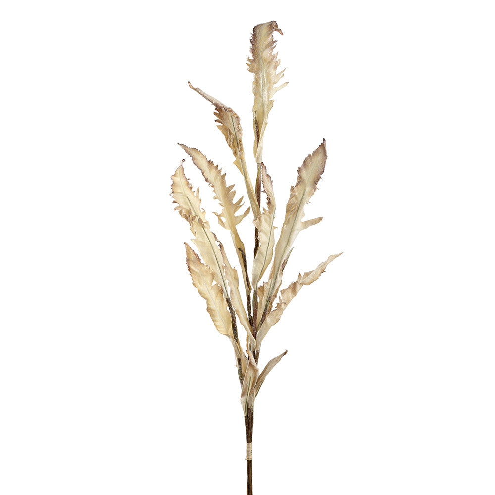 46" Glittered Artificial Fern Leaf Stem Bundle -Beige (pack of 12) - XAS715-BE