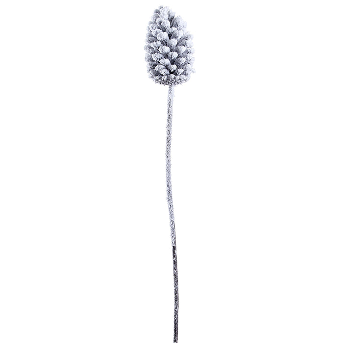 28.5" Snowed Artificial Plastic Pinecone Stem -White/Brown (pack of 12) - XAS739-SN