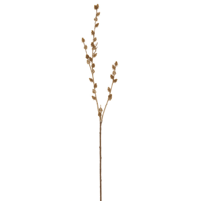 44.5" Glittered Artificial Mini Pinecone Stem -Gold (Pack of 12) - XAS754-GO