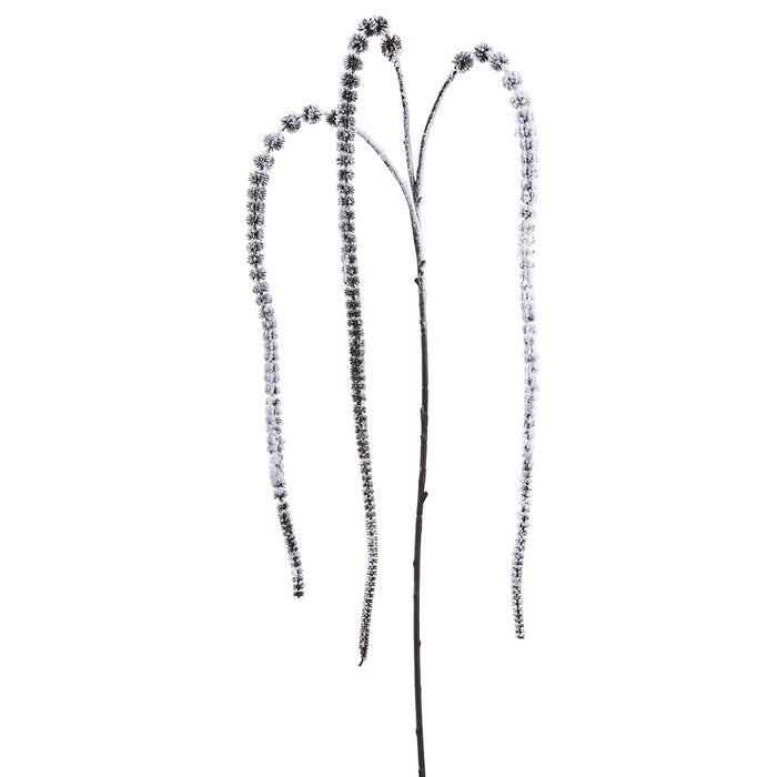 53" Hanging Snowed Artificial Amaranthus Flower Stem -White/Brown (pack of 12) - XAS765-WH/BR