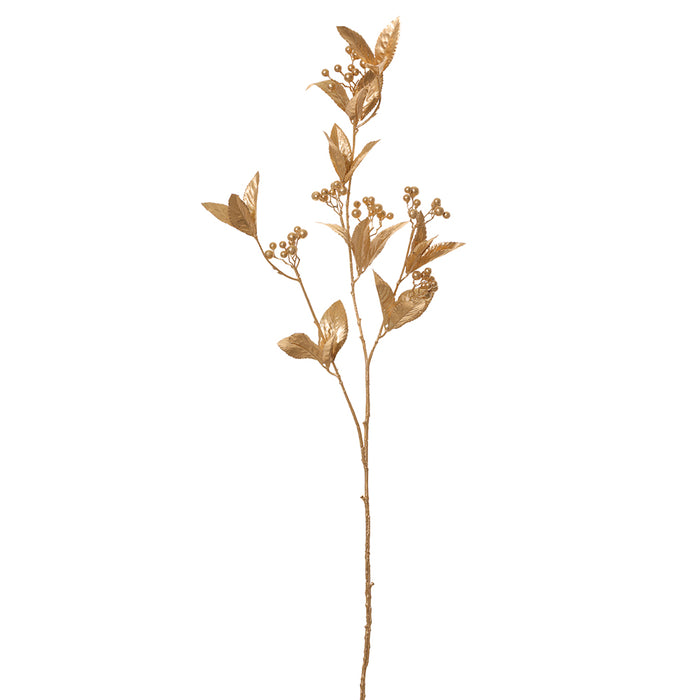 36" Glittered Artificial Berry Stem -Gold (Pack of 12) - XAS843-GO