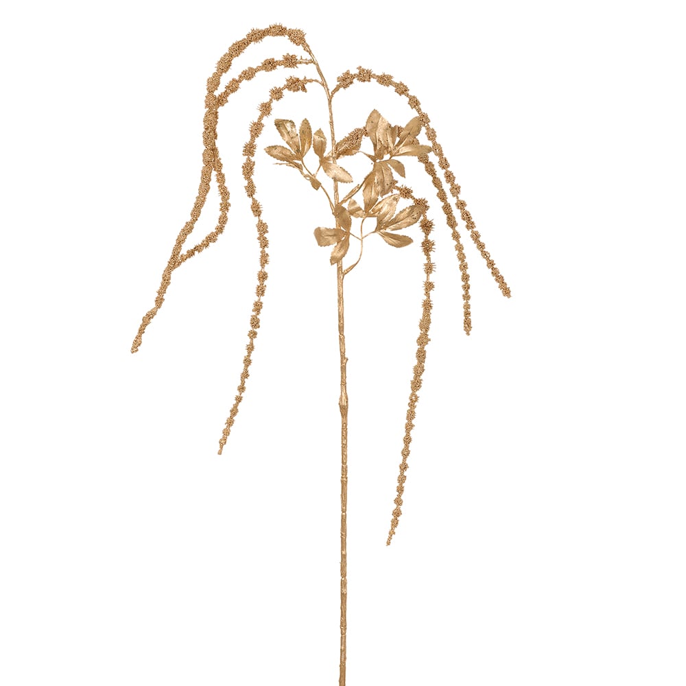 46" Hanging Glittered Artificial Amaranthus Flower Stem -Gold (pack of 12) - XAS862-GO