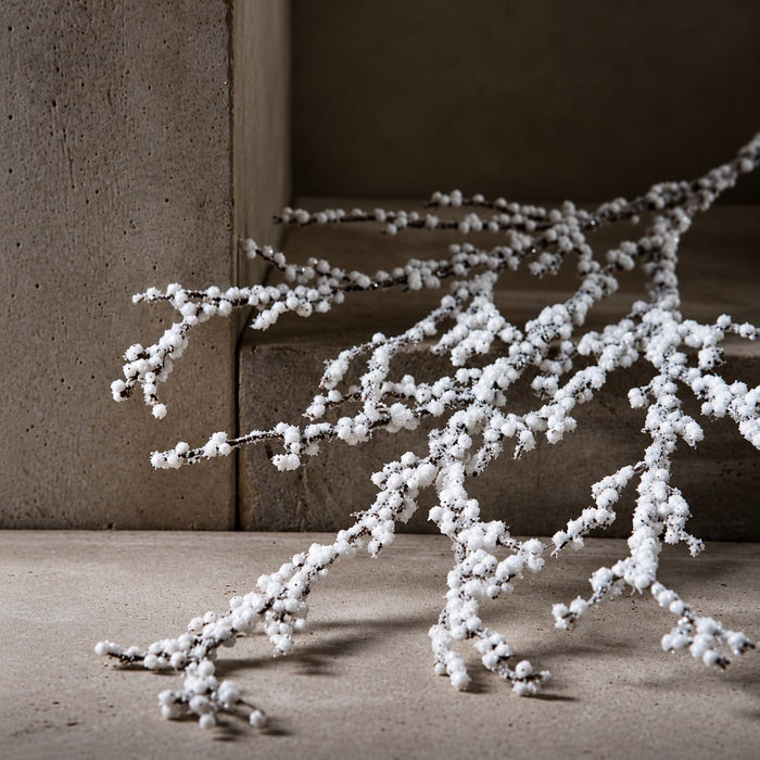 18" Flocked & Glittered Artificial Plastic Twig Stem -White (Pack of 72) - XAS915-WH/GL