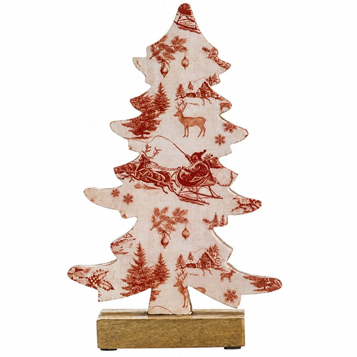 12" Holiday Print Tabletop Tree -Red/Cream (Pack of 2) - XAT037-RE/CR