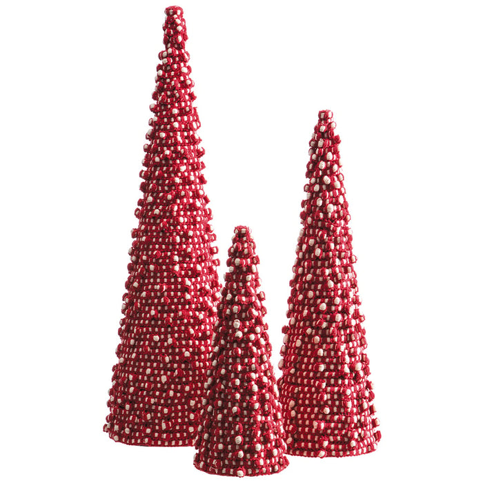 24" Set Of Cord Cone-Shaped Topiary -Red/White (pack of 2) - XAT056-RE/WH
