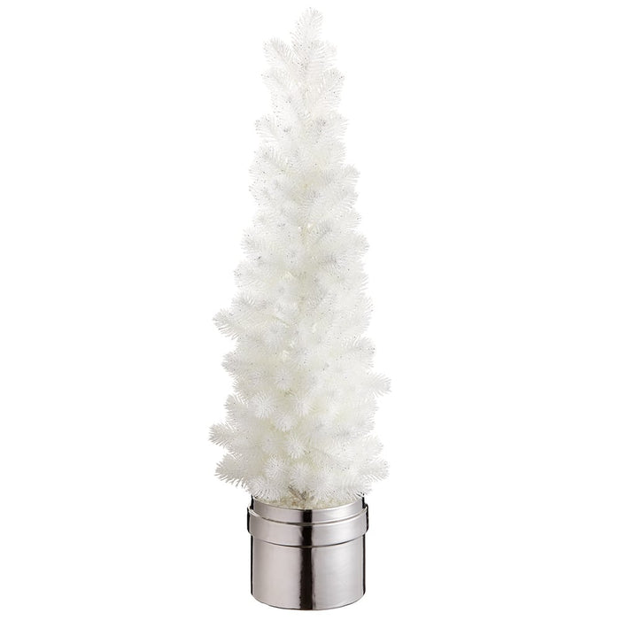 33" Glittered Artificial Pine Tree w/Ceramic Pot -White (pack of 2) - XAT785-WH