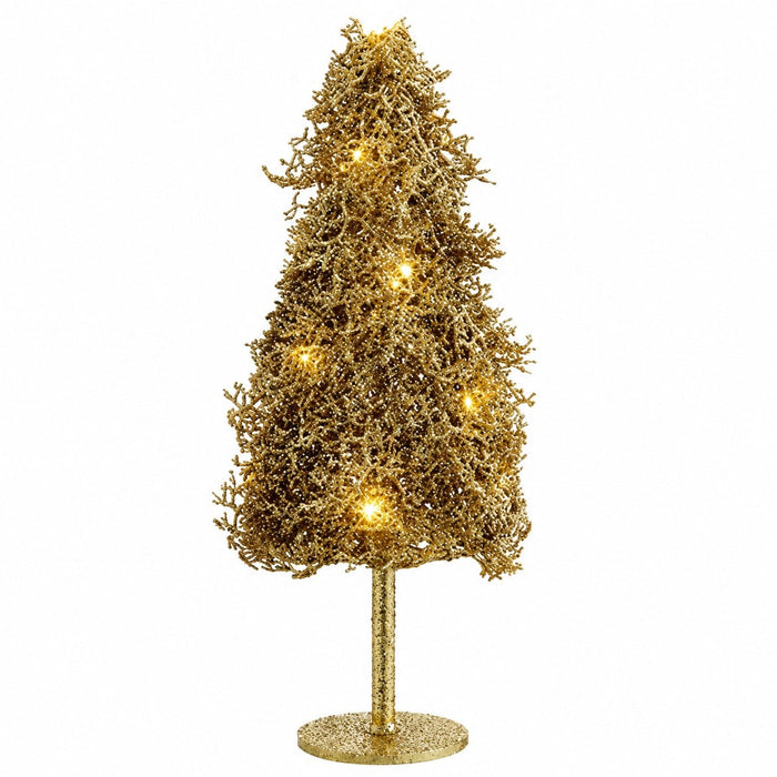 24" Glittered Plastic Twig Tree w/Lights -Gold (Pack of 2) - XAT879-GO