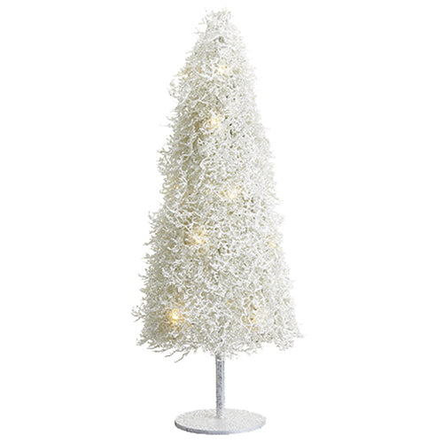 36" Glittered Plastic Twig Tree w/Lights -White - XAT880-WH
