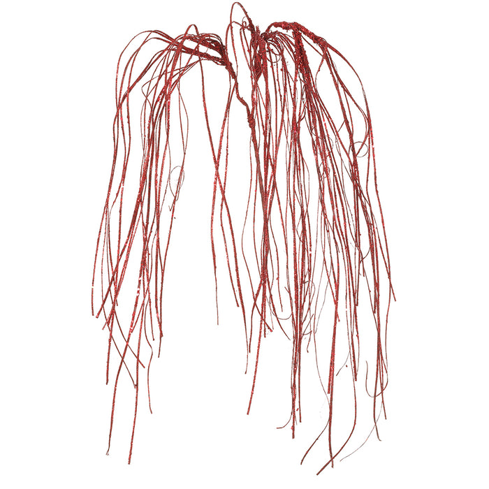 40" Glittered Artificial Hanging Willow Vine Stem -Red (pack of 12) - XAV719-RE