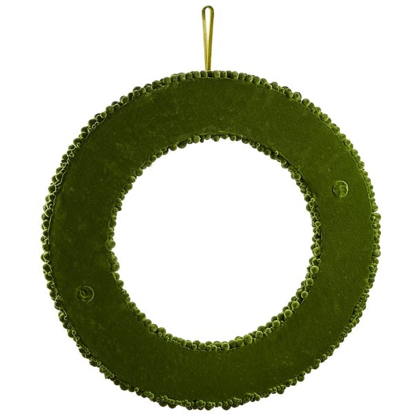 18.5" Artificial Pompon Hanging Wreath -Green (pack of 2) - XAW002-GR