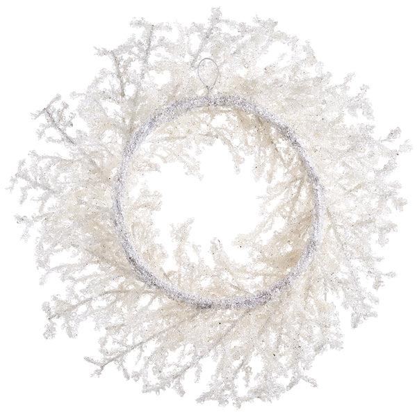 22" Iced Artificial Twig Wreath -White (Pack of 2) - XAW035-WH