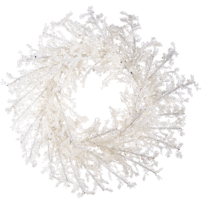 22" Iced Artificial Twig Wreath -White (Pack of 2) - XAW035-WH
