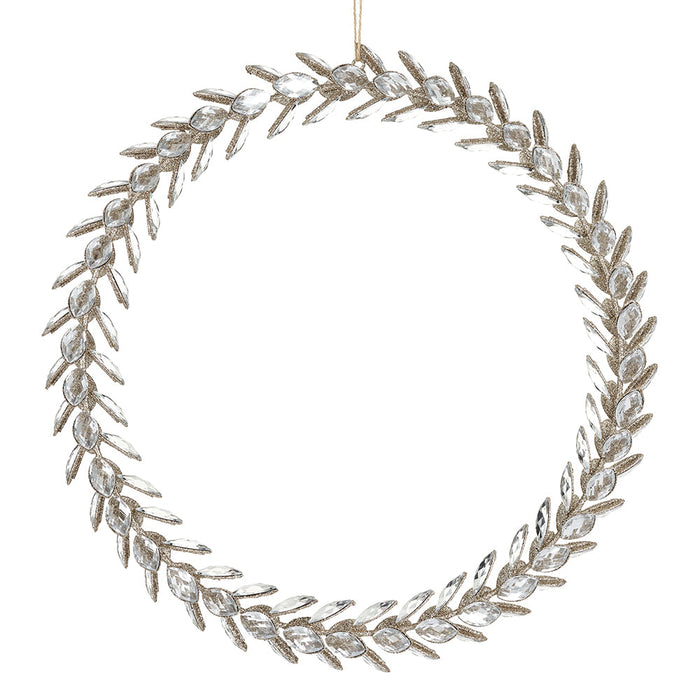 19.5" Glittered Artificial Rhinestone Wreath -Clear/Gold (Pack of 2) - XAW058-CW/GO