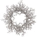 24" Iced & Glittered Artificial Plastic Twig Hanging Wreath -Silver (pack of 2) - XAW064-SI