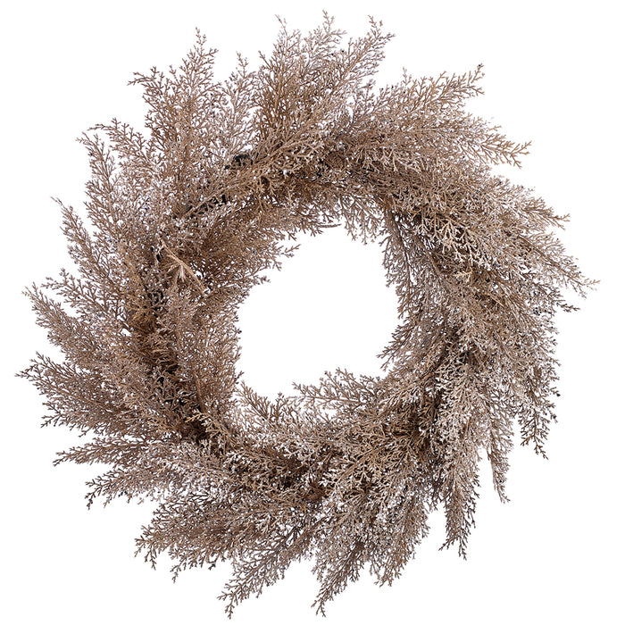 24" Flocked Artificial Cedar Wreath -Taupe - XAW220-TU