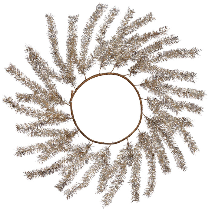 23.6" Tinsel Artificial Wreath -Champagne (Pack of 4) - XAW259-CN