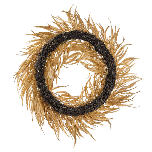 23" Glittered Artificial Grass Hanging Wreath -Gold (pack of 2) - XAW307-GO