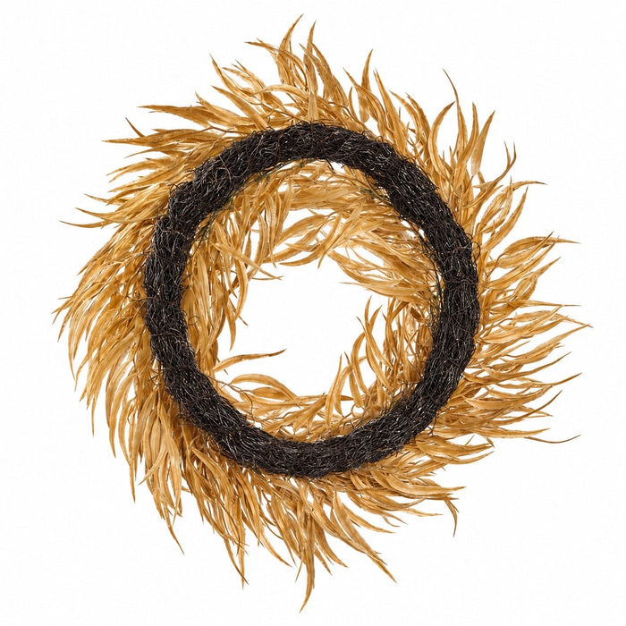 23" Glittered Artificial Grass Wreath -Gold (Pack of 2) - XAW307-GO