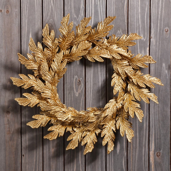 22" Glittered Artificial Acanthus Leaf Wreath -Gold (Pack of 6) - XAW421-GO