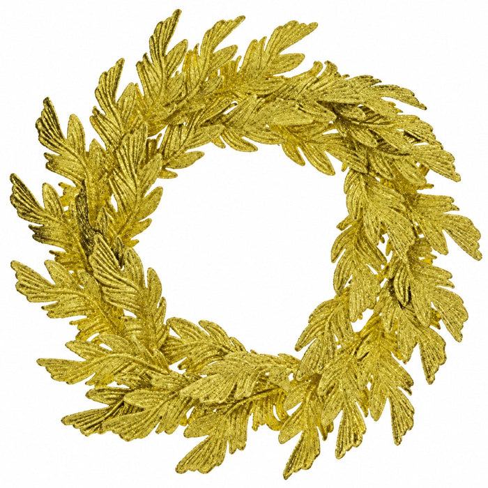 22" Glittered Artificial Acanthus Leaf Wreath -Gold (Pack of 6) - XAW421-GO