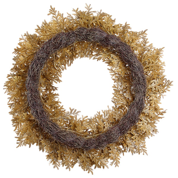 22" Glittered Artificial Pine Wreath -Gold (Pack of 2) - XAW444-GO
