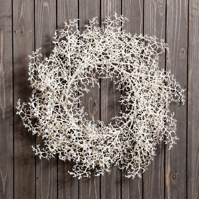 22" Glittered Artificial Plastic Twig Wreath -White (Pack of 4) - XAW817-WH