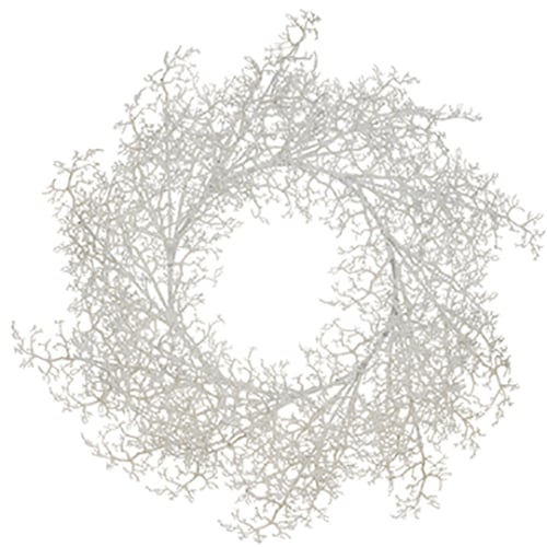 24" Glittered Artificial Plastic Twig Hanging Wreath -White (pack of 4) - XAW817-WH