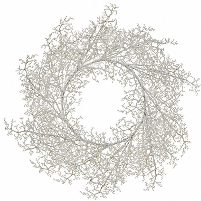 22" Glittered Artificial Plastic Twig Wreath -White (Pack of 4) - XAW817-WH