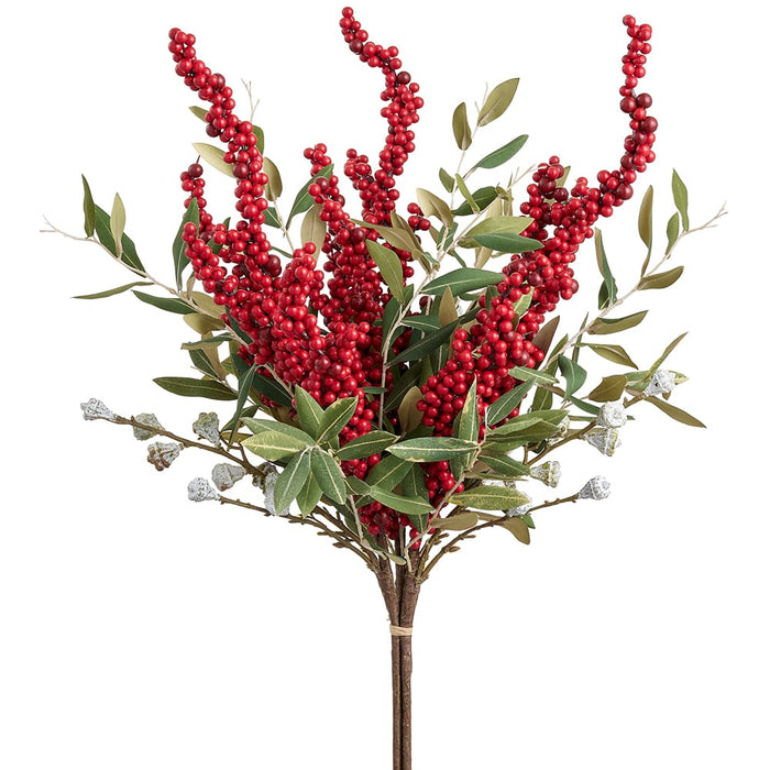 19" Artificial Berry & Eucalyptus Leaf Stem Bundle -Red/Green (Pack of 4) - XBB002-RE/GR
