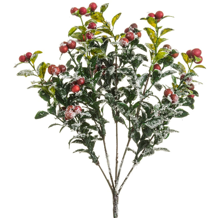 14" Iced Artificial Berry Bush -Red (pack of 12) - XBB144-RE