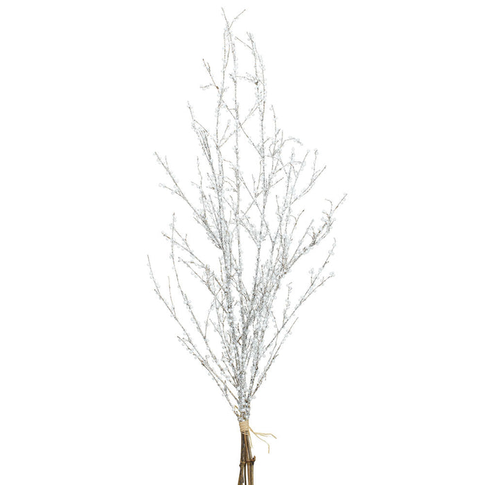 33" Flocked Artificial Berry Stem Bundle -White (Pack of 6) - XBB261-WH