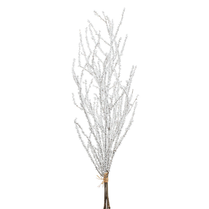32" Flocked Artificial Mini Berry Stem Bundle -White (Pack of 24) - XBB785-WH