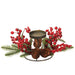 12" Wide Artificial Berry, Pinecone & Pine Candle Ring Holder w/Metal Base -Red (pack of 2) - XBC003-RE