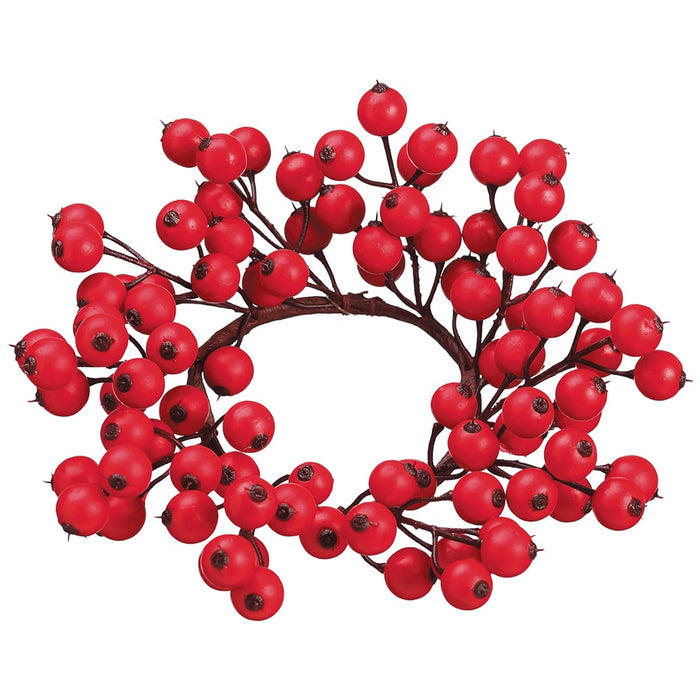 4" Artificial Berry Candle Ring Holder -Red (pack of 4) - XBC210-RE