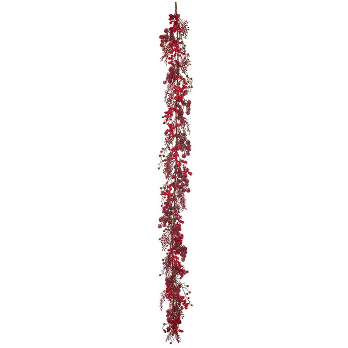 6' Artificial Berry & Sedum Garland -2 Tone Red (Pack of 2) - XBG004-RE/TT
