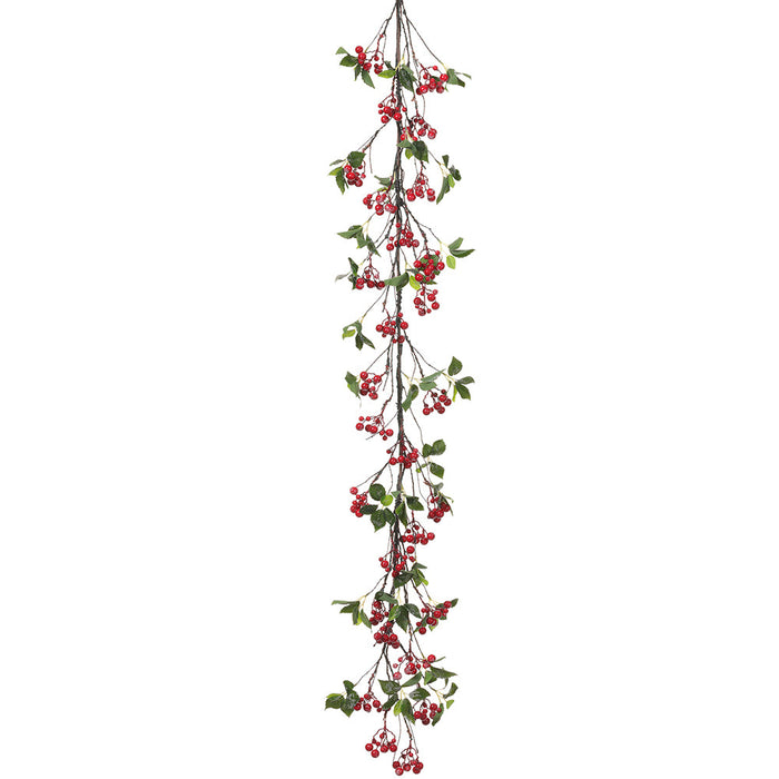 4'11" Flocked Artificial Berry Garland -Red (Pack of 4) - XBG258-RE