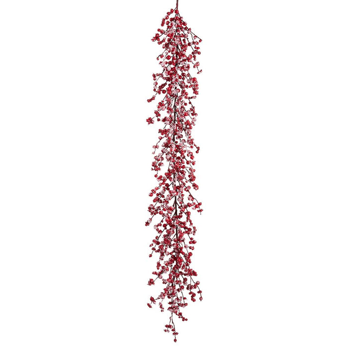 5'5" Flocked Artificial Rosehip Berry Garland -Red (Pack of 4) - XBG688-RE