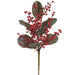20" Artificial Berry & Magnolia Leaf Stem Pick -Red/Green (Pack of 12) - XBK003-RE/GR