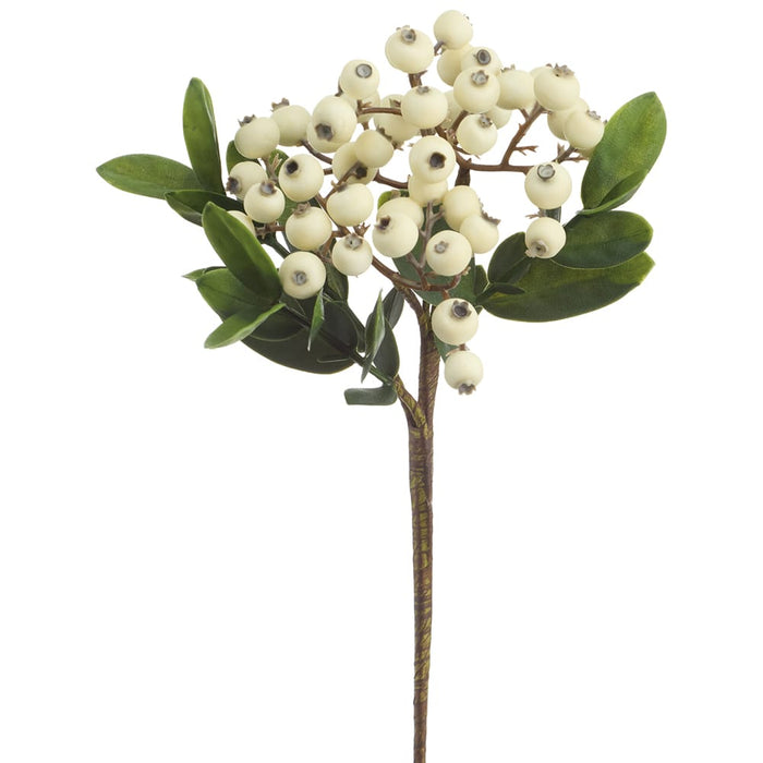 14" Artificial Berry Stem Pick -White (Pack of 24) - XBK114-WH