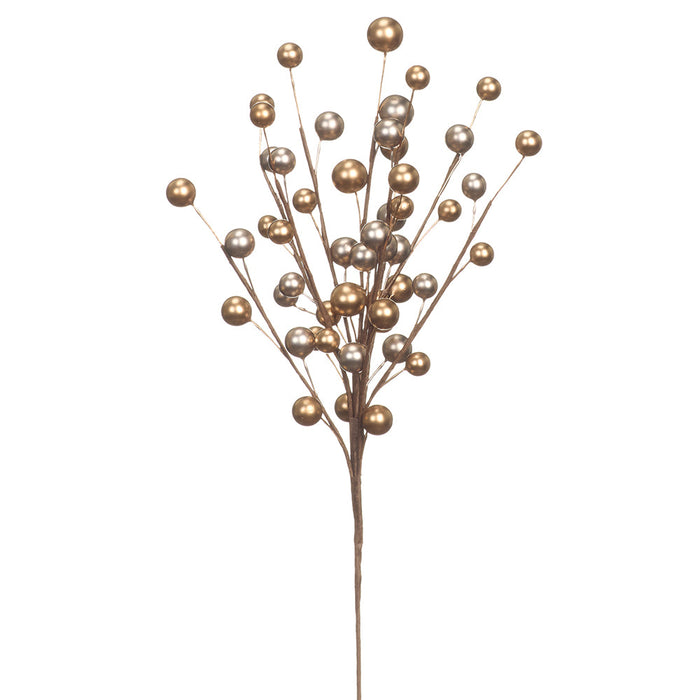 13.5" Artificial Berry Stem Pick -Gold/Platinum (Pack of 12) - XBK612-GO/PM