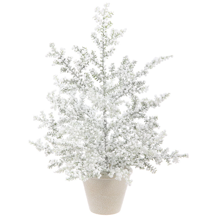 18" Flocked Artificial Mini Berry Plant w/Papier Mache Pot -White (Pack of 4) - XBP726-WH