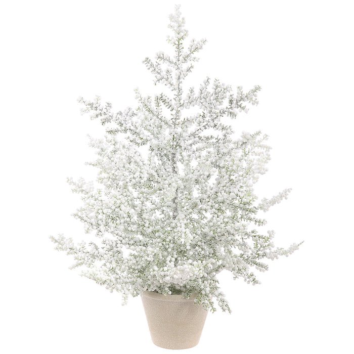 23" Flocked Artificial Mini Berry Plant w/Papier Mache Pot -White (Pack of 2) - XBP727-WH