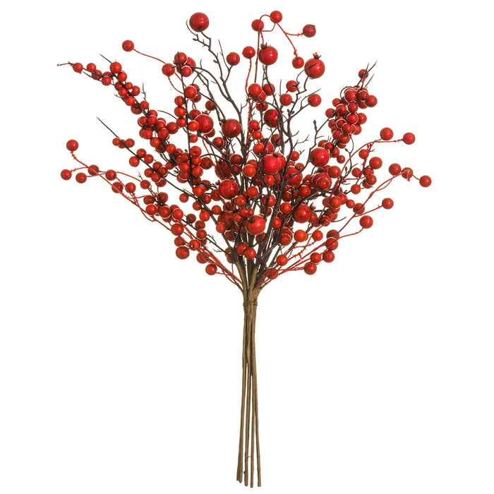 27" Artificial Rosehip & Berry Stem Bouquet Bundle -Red (pack of 6) - XBQ639-RE