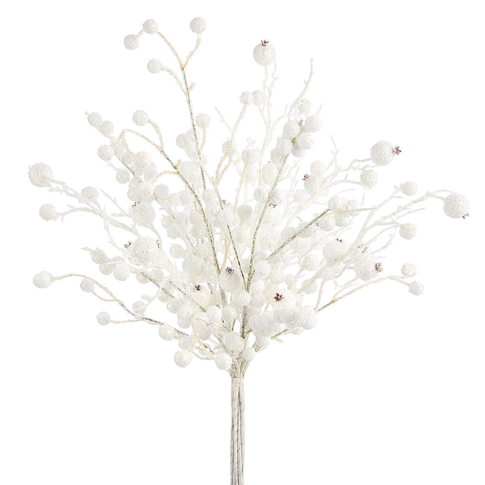 27" Artificial Rosehip & Berry Stem Bouquet Bundle -White (Pack of 6) - XBQ639-WH