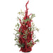 35" Berry, Eucalyptus Leaf Artificial Cone-Shaped Topiary -Red/Green - XBR003-RE/GR