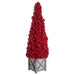 39" Berry Cone-Shaped Artificial Topiary w/Wood Planter -Red - XBR241-RE