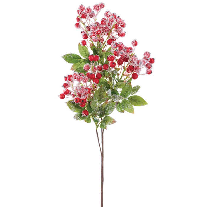 34" Flocked Berry Artificial Stem -Red (Pack of 12) - XBS031-RE