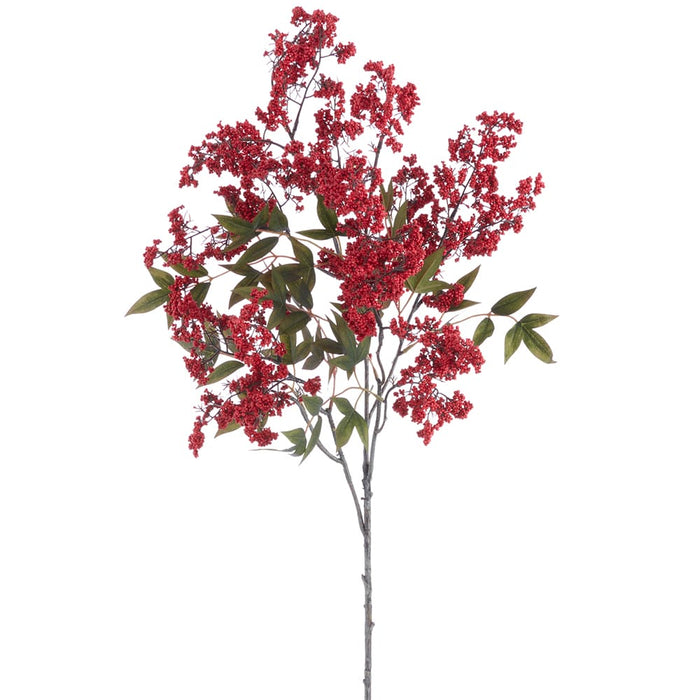 41" Mini Berry Artificial Stem -Red (Pack of 12) - XBS058-RE